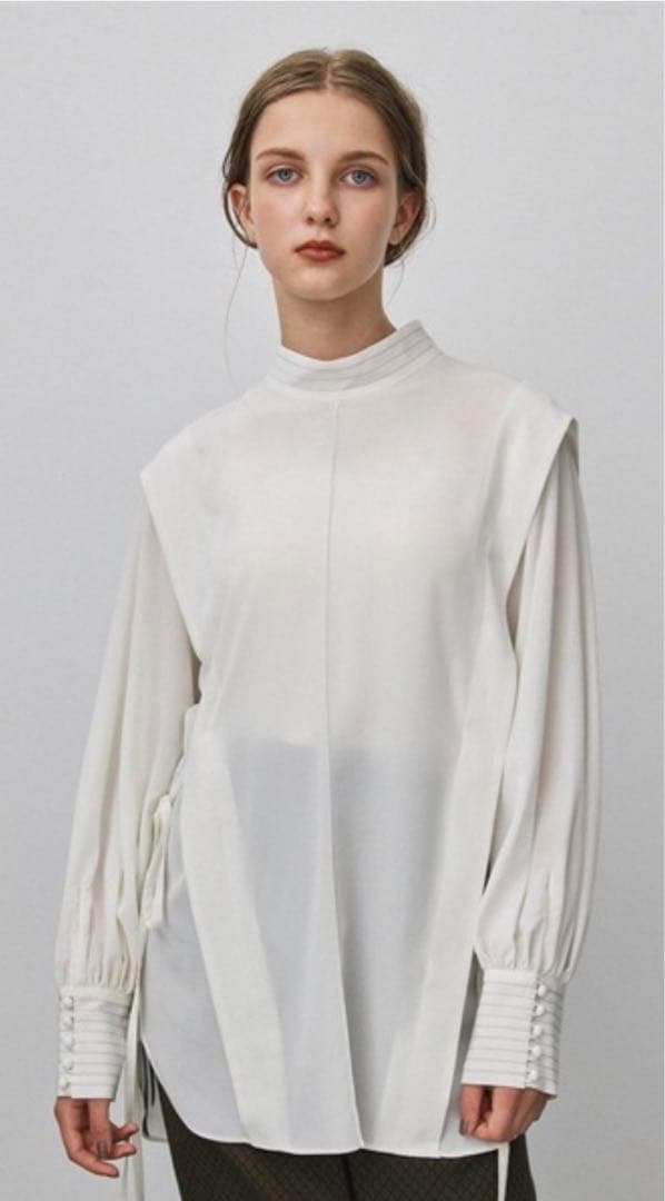 【美品】PUBLIC TOKYO ステッチバンドカラーブラウス