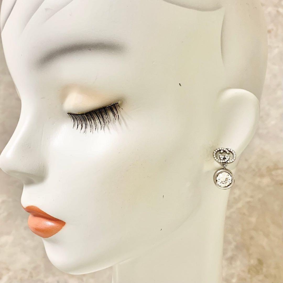 【正規品】GUCCI グッチ GGラインストーンクリスタルシルバーピアス 片耳