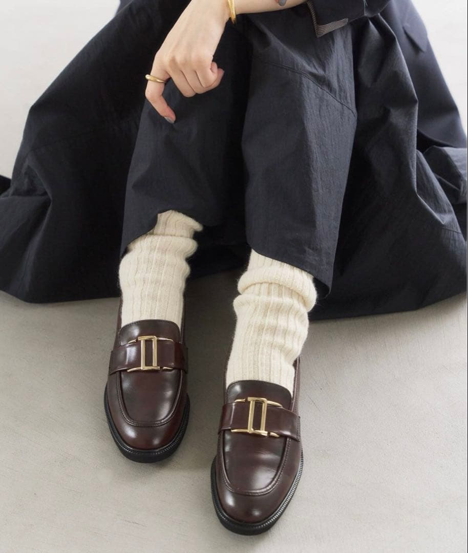 ルタロン　レザーメタルモチーフローファー　ブラウン　牛革　日本製