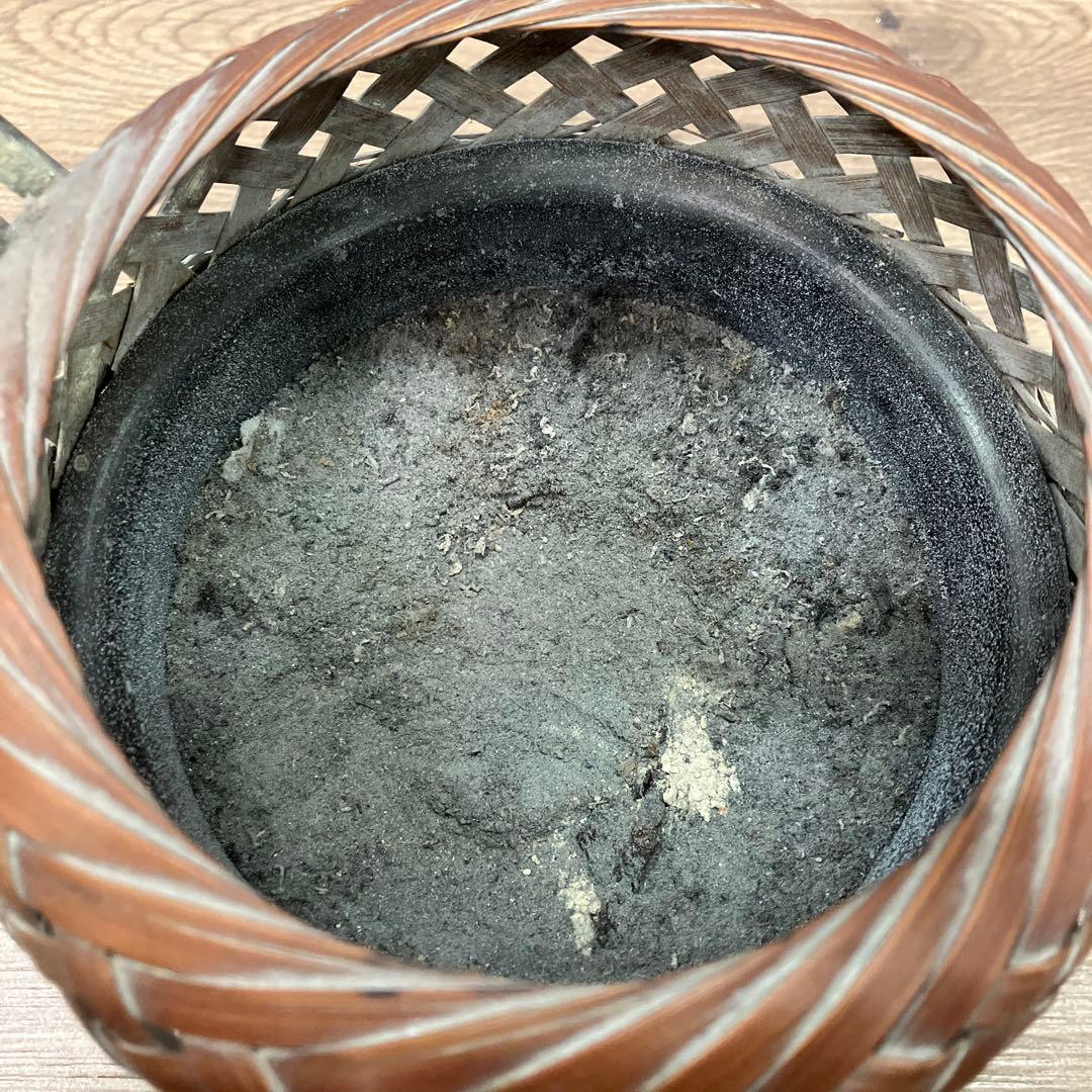 D-5 昭和レトロ 竹編み 花籠 花入れ 竹筒付き 華道具 茶道具 インテリア