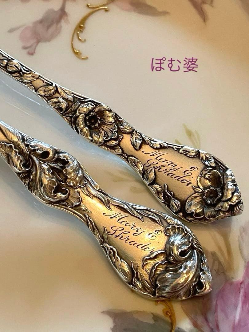 【米国／リード＆バートン】純銀／カトラリー 「５つの花」３本セット×2組