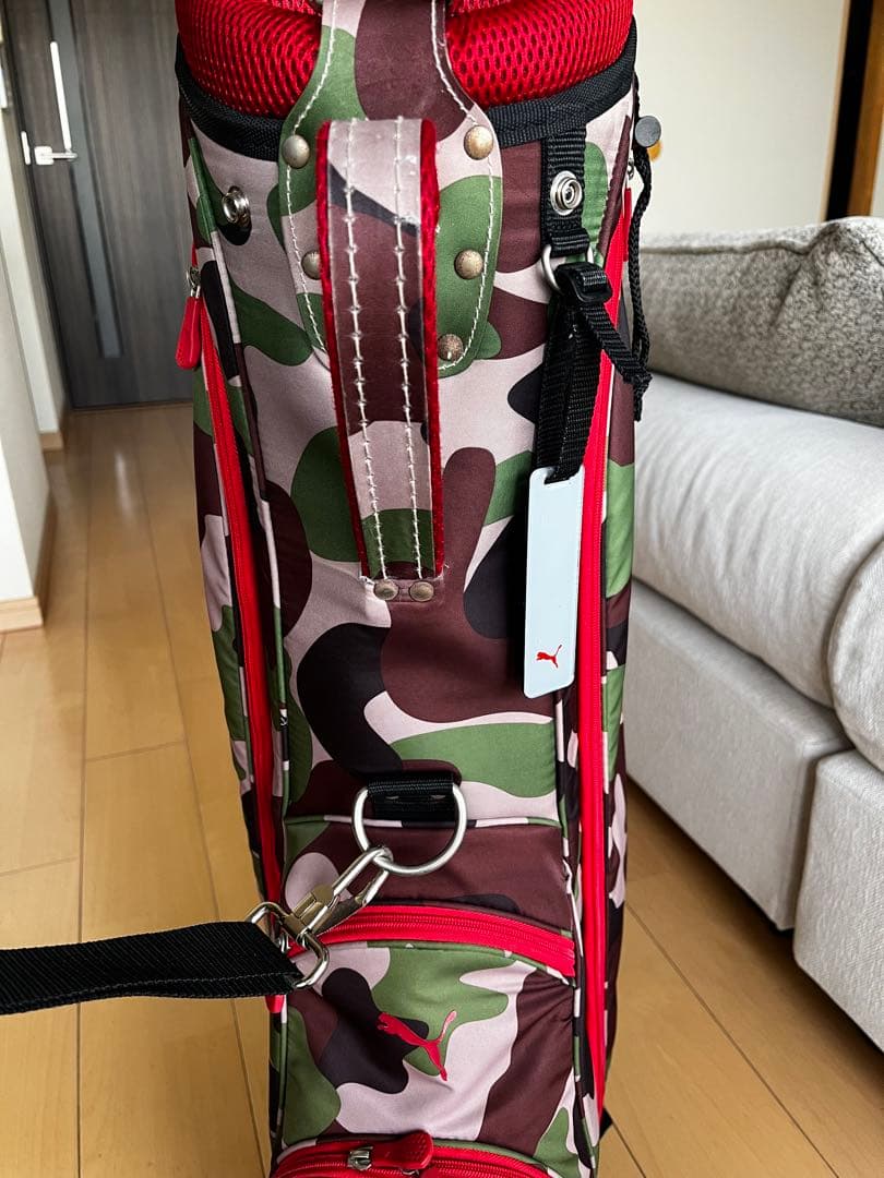 良品PUMA プーマ キャディバッグ 人気の迷彩 カモフラ柄 ゴルフバック　軽量