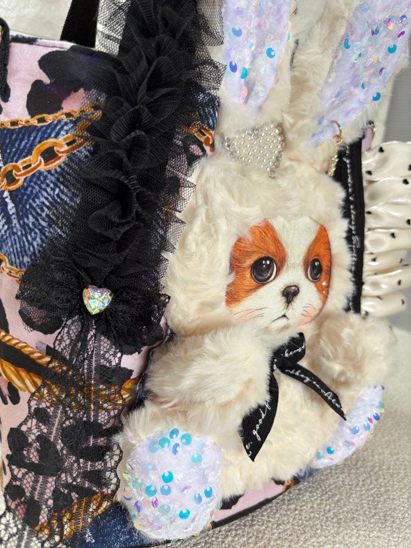 そ*2様 コヤンイサムチョン　ハンドメイド　丸底トートバッグ　デニムヒョウ柄　ア