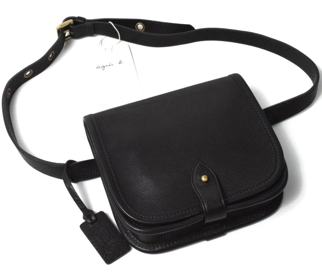 未使用 agnes b. アニエスベー レザー ウエストバッグ ブラック