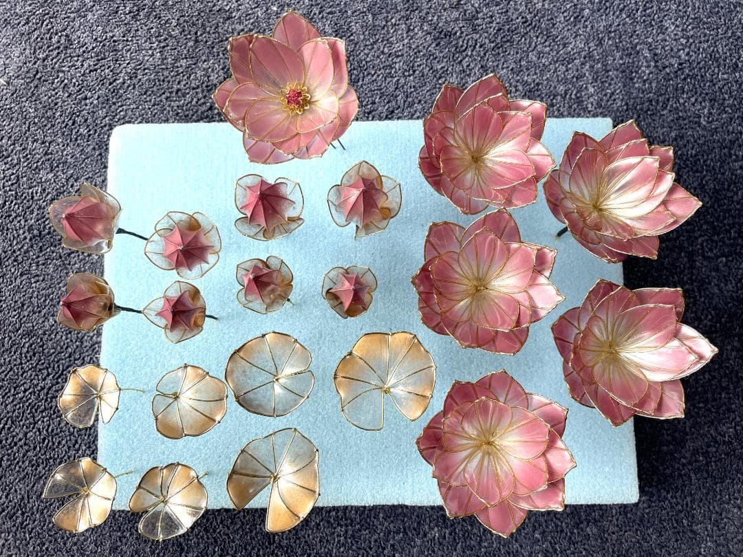 【碧　らくらく便】丸蓮5+つぼみ8セット【ピンクグラデ・ゴールドワイヤー】