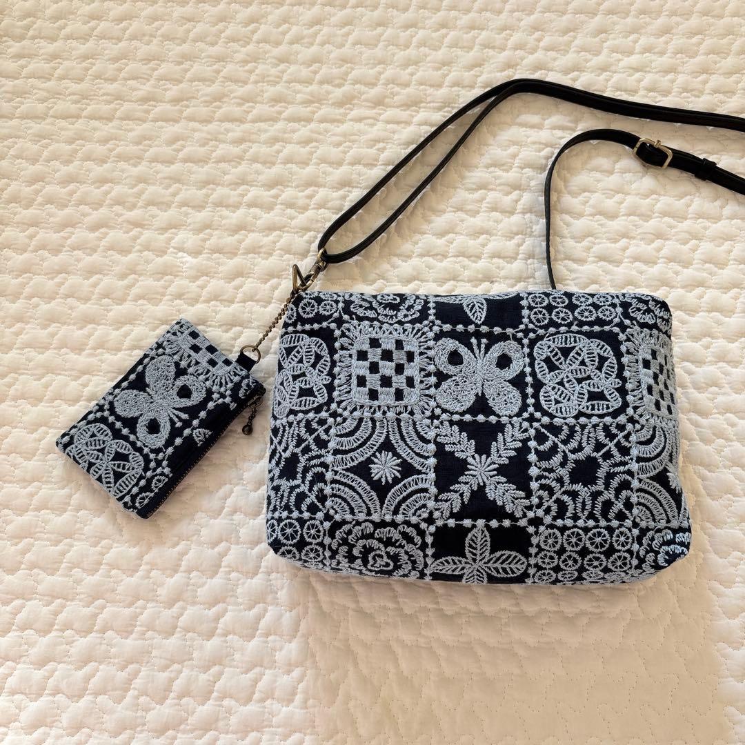 ハンドメイド スクエアショルダーバッグ ミナペルホネン forest tile