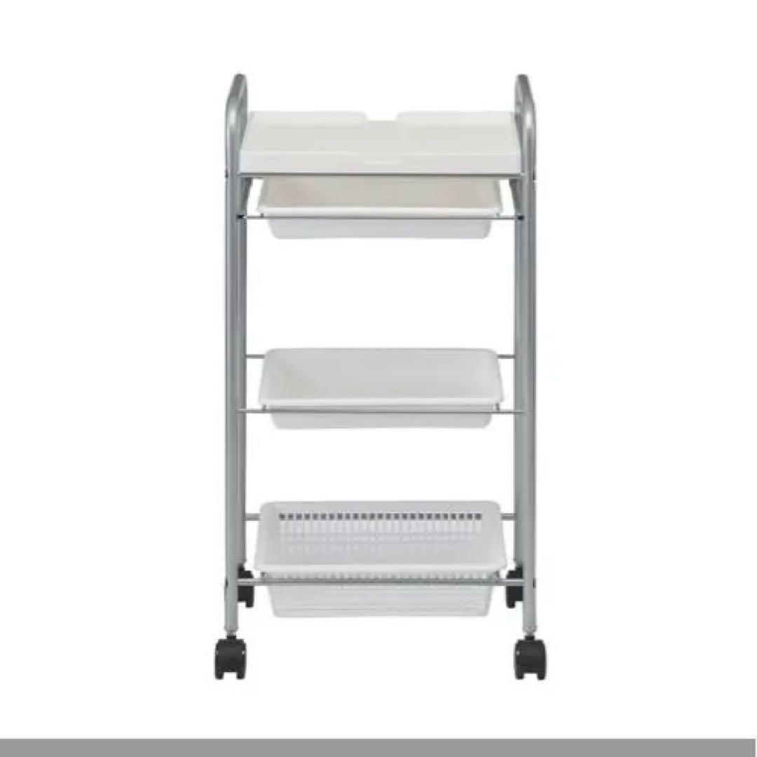 キャスター付きオフィスワゴン 3段　ホワイト