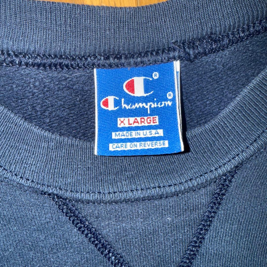 90's old champion 青タグ刺繍 トレーナー ネイビー