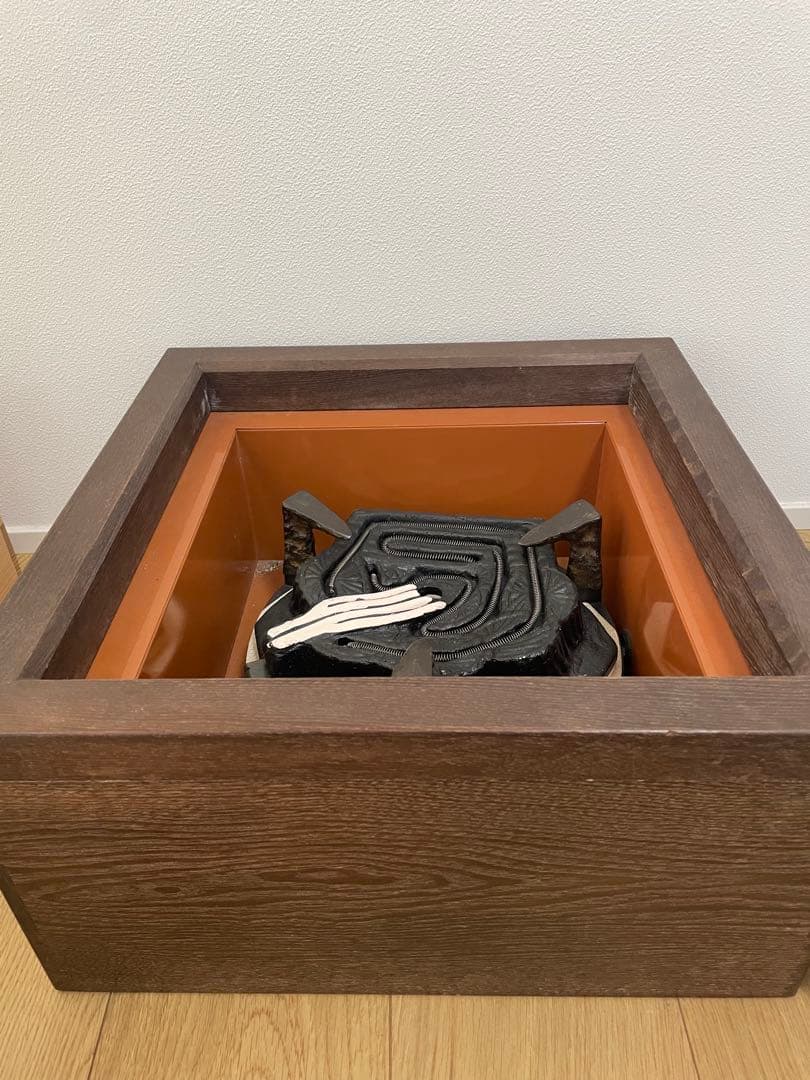 桑置炉 炭型 電熱器 茶道具 置炉 焼杉置戸 桑色 銅 野々田商店　美品