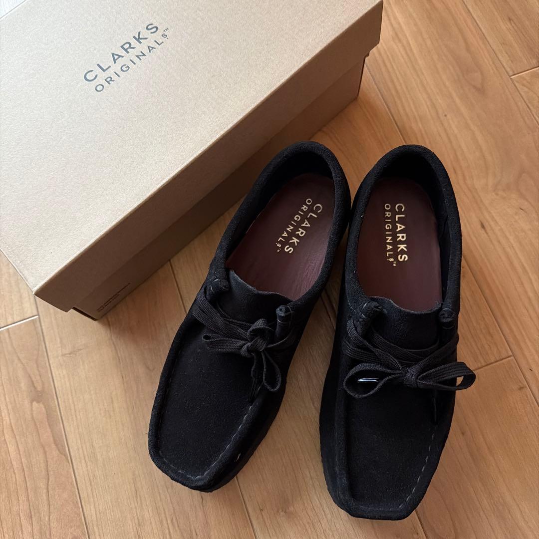 【美品】CLARKS ORIGINALS ワラビー ブラック スエード 24cm