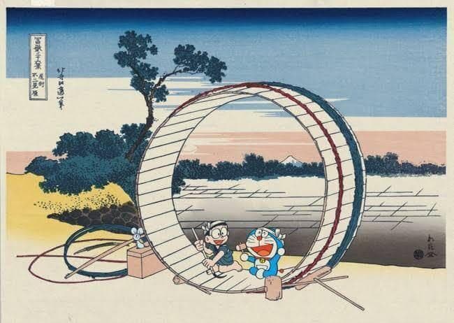 新品未開封 ドラえもん 浮世絵 木版画 『 富嶽三十六景 尾州不二見原 』