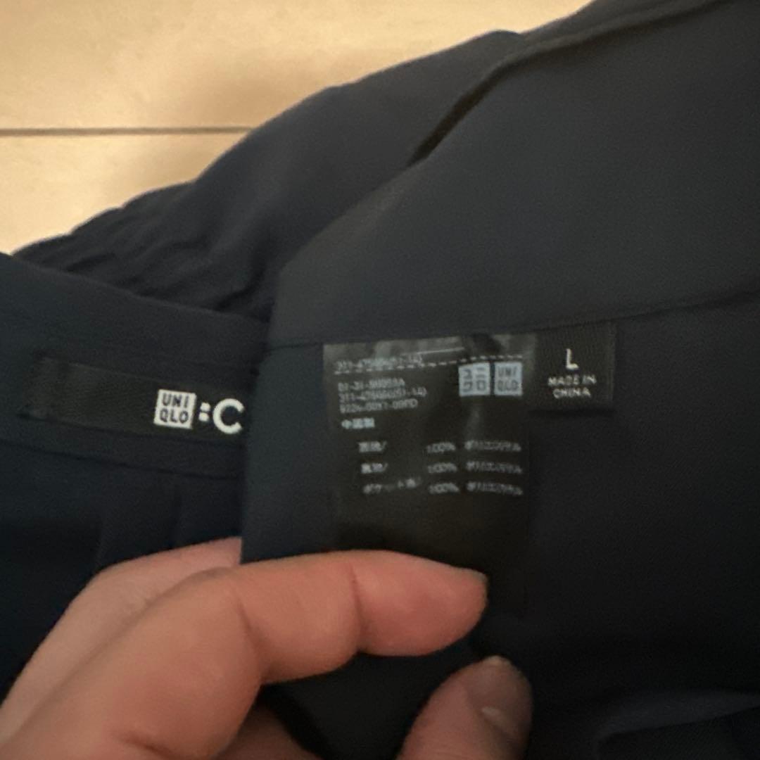 ユニクロC 感動ジャケット　タックパンツ　セットアップ　ネイビー　L