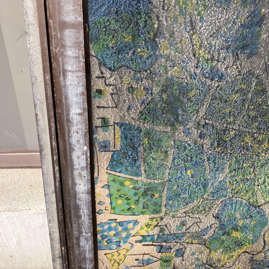 A-5 ②昭和レトロ ステンドグラス サッシ 窓枠付き ヴィンテージ 建具