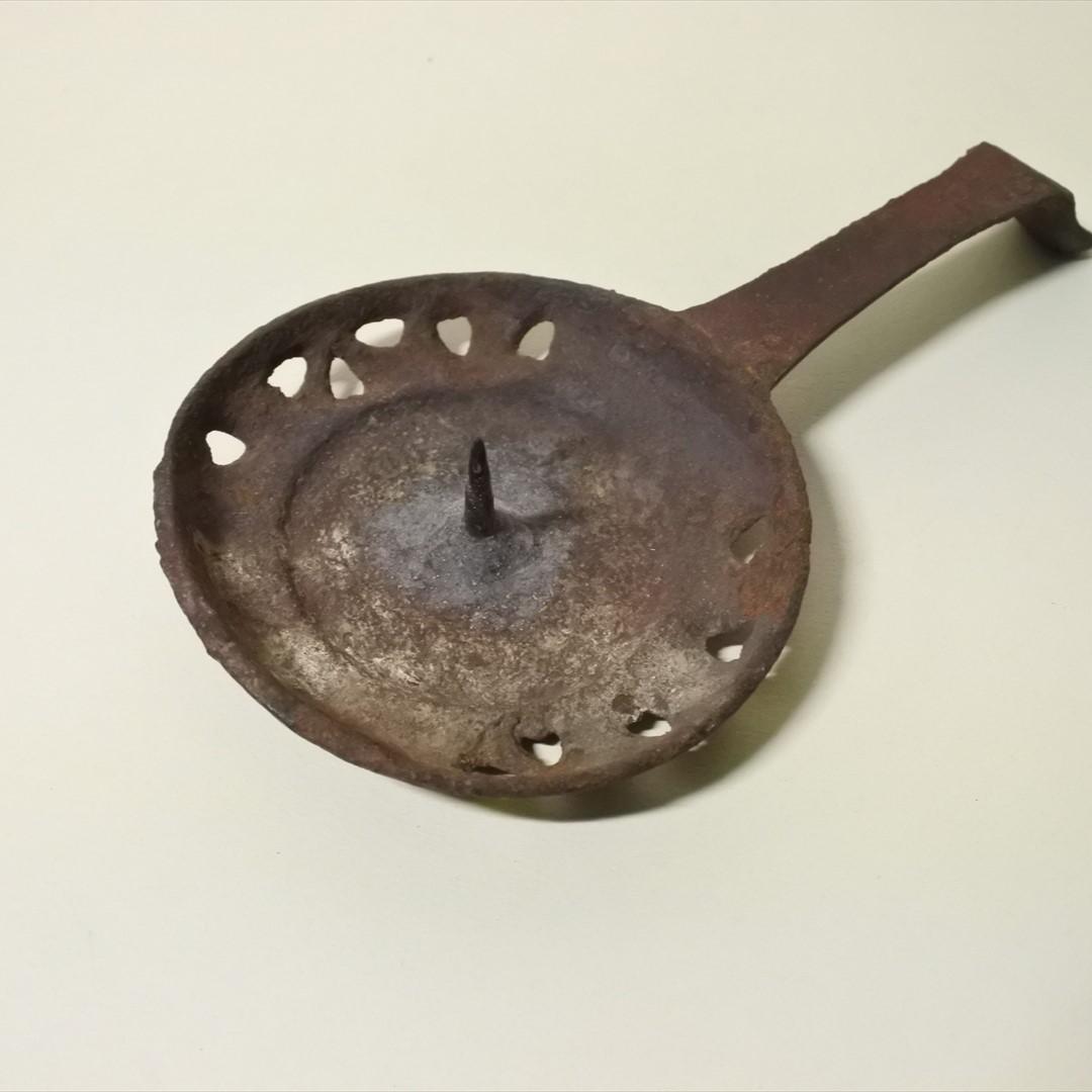 明治時代　鉄製　燭台　持ち手　オブジェ　骨董品　アンティーク