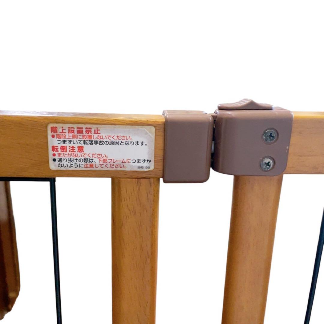 【極美品】Richell 木製おくだけドア付きゲート L ブラウン ペット用