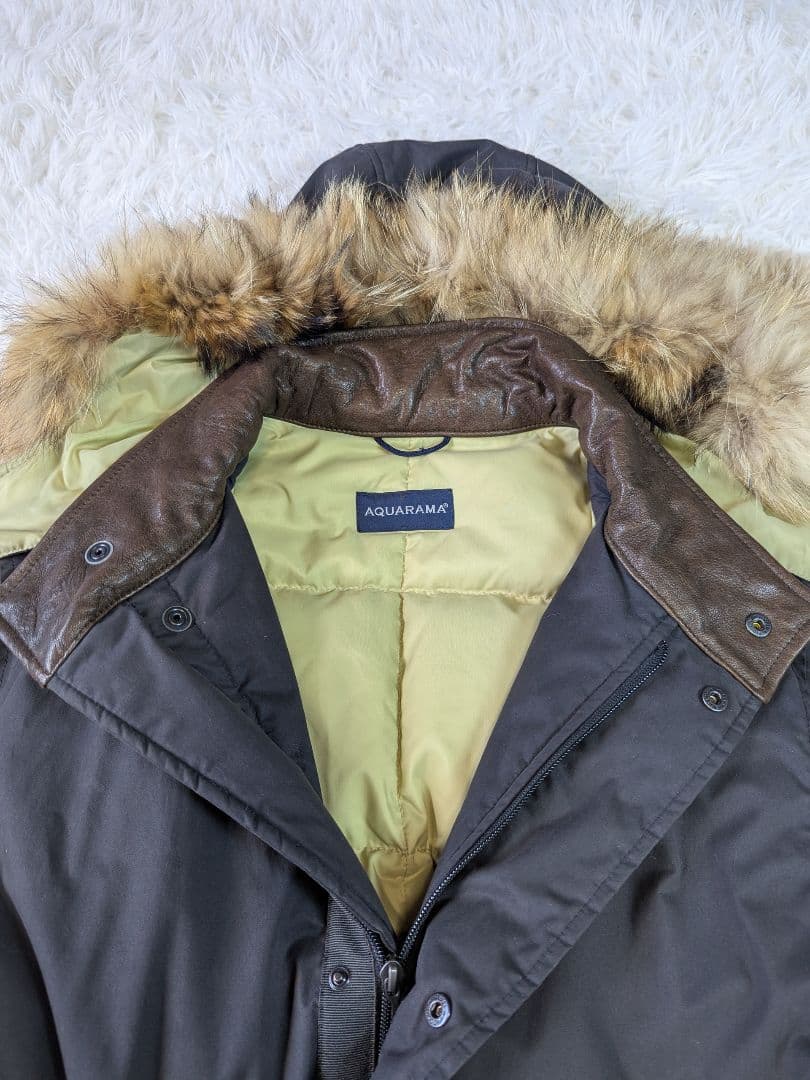 AQUARAMA モッズコート ダウン ファー フード付 イタリア製 メンズ L