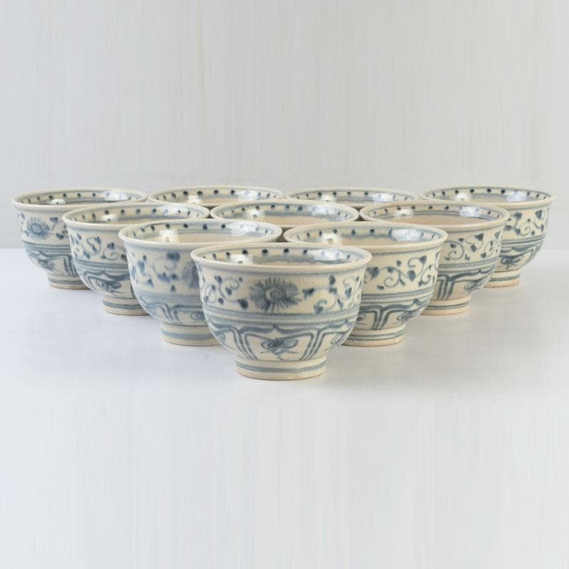 茶道具　加藤連瓶造　安南写　数茶碗　十客　共箱　V　9730A