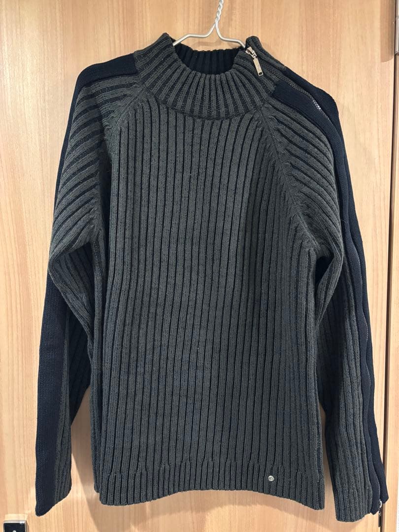 ロ*着様 古着 ジップデザインニット アクリル ツートーン