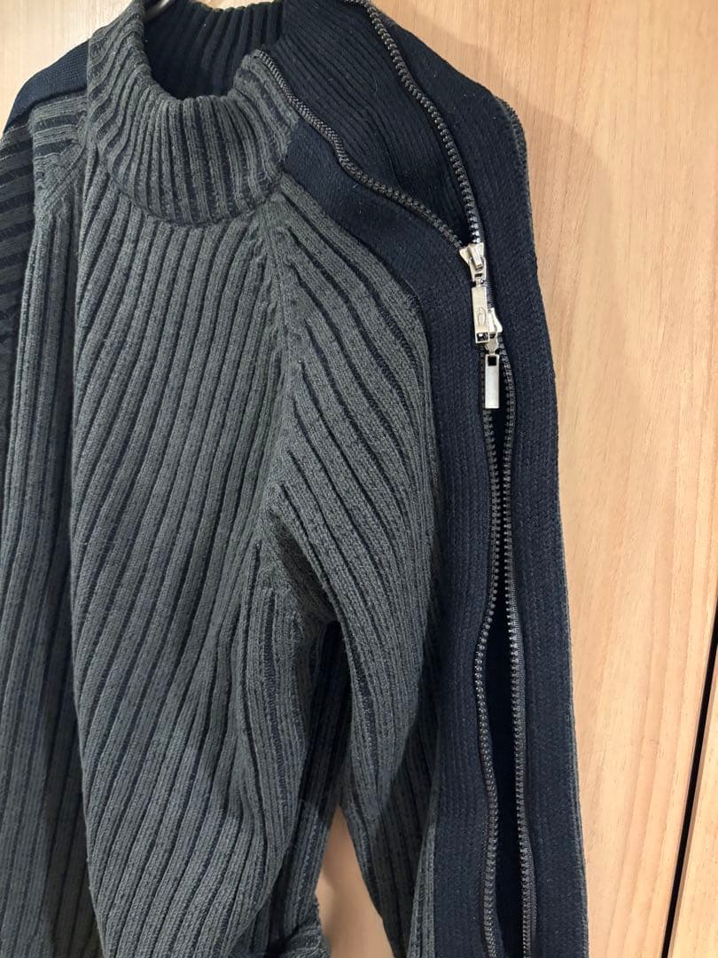 ロ*着様 古着 ジップデザインニット アクリル ツートーン