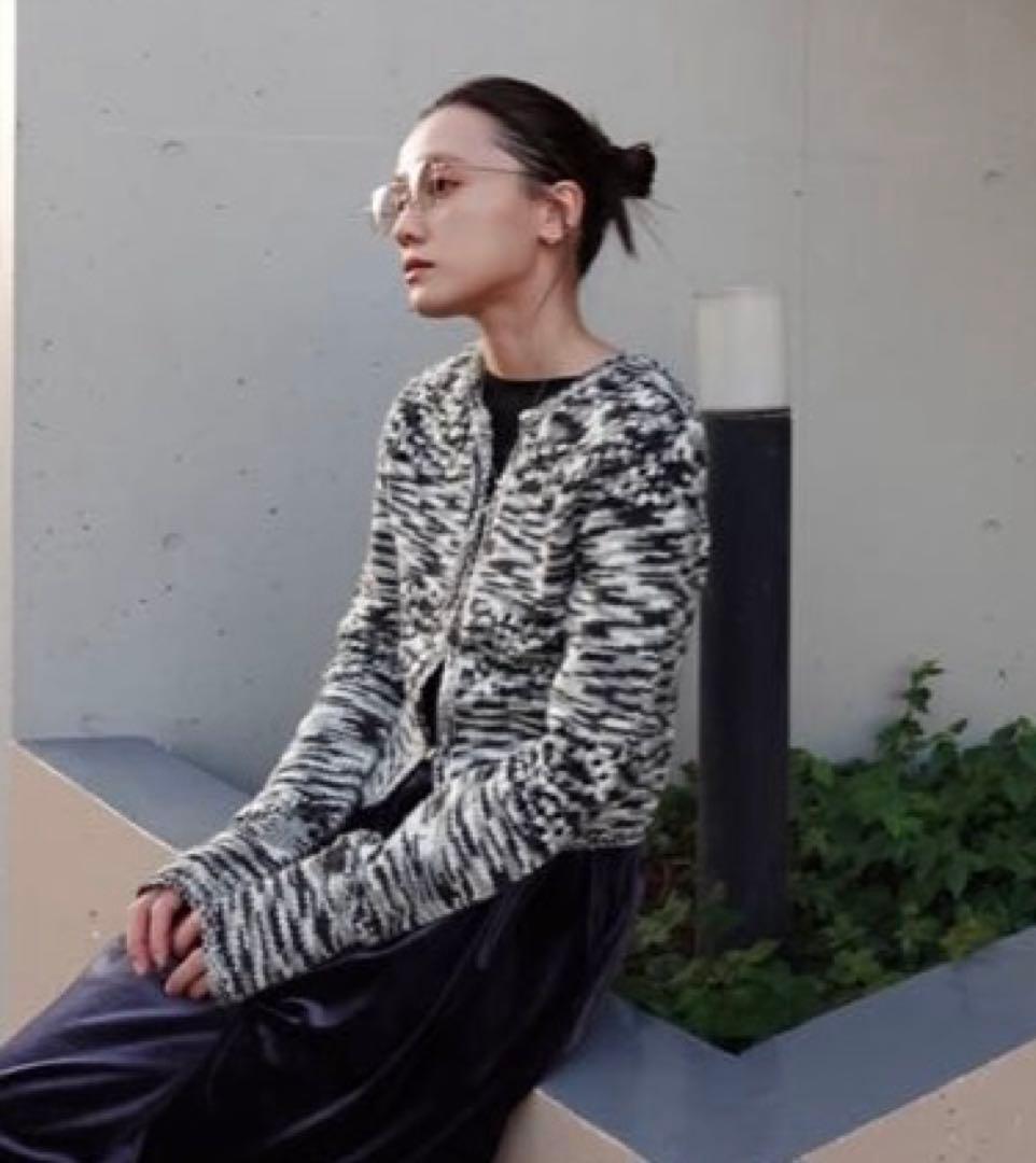 美品 quui marble knit cardigan ブラック キューイ