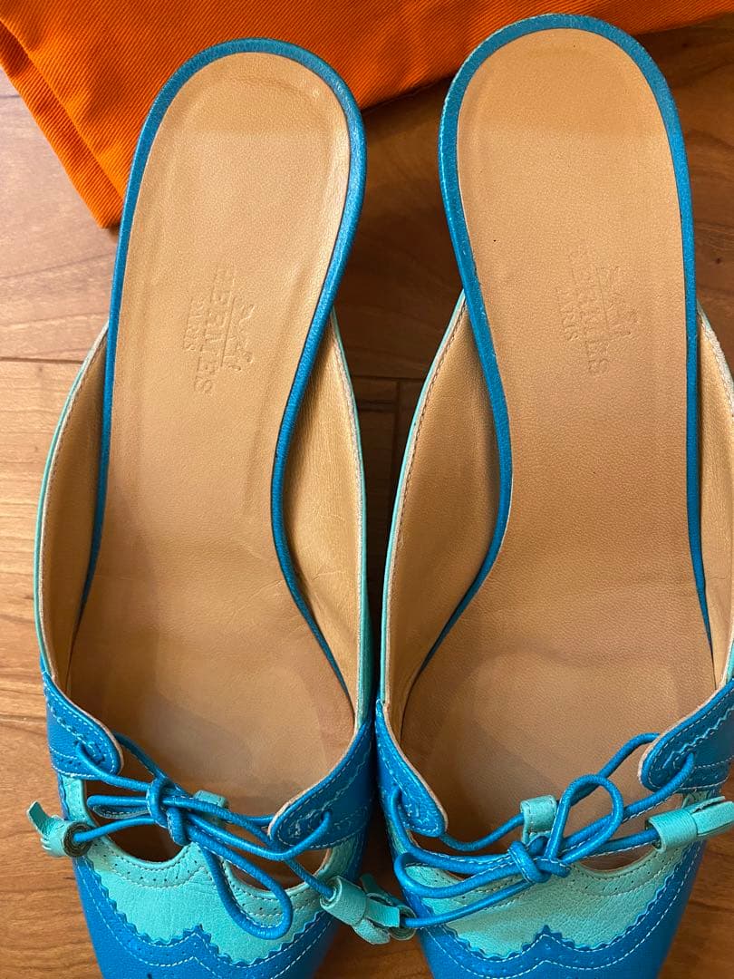 エルメス　ミュール　ターコイズ　サイズ37