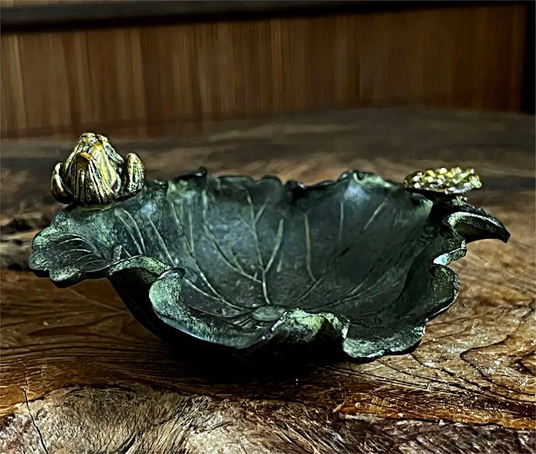 時代 古銅 蓮型 蓮花 蝸牛 筆洗い