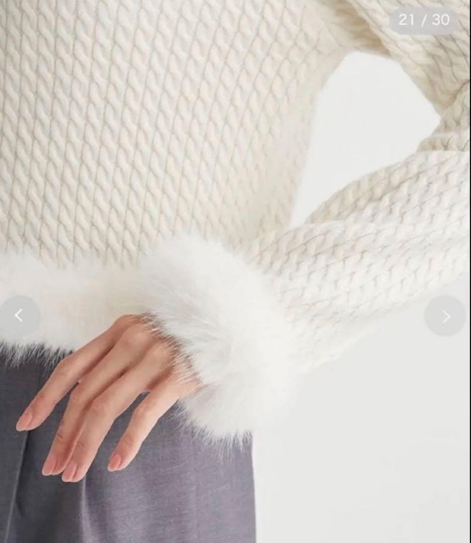 CELFORD ケーブルニットファーカーデ