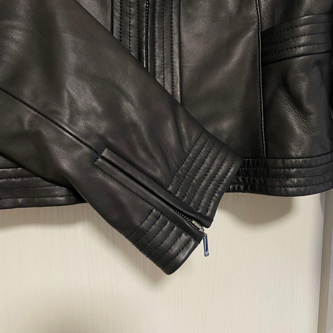 【美品】ANAYI ラムレザージャケット ノーカラー ブラック