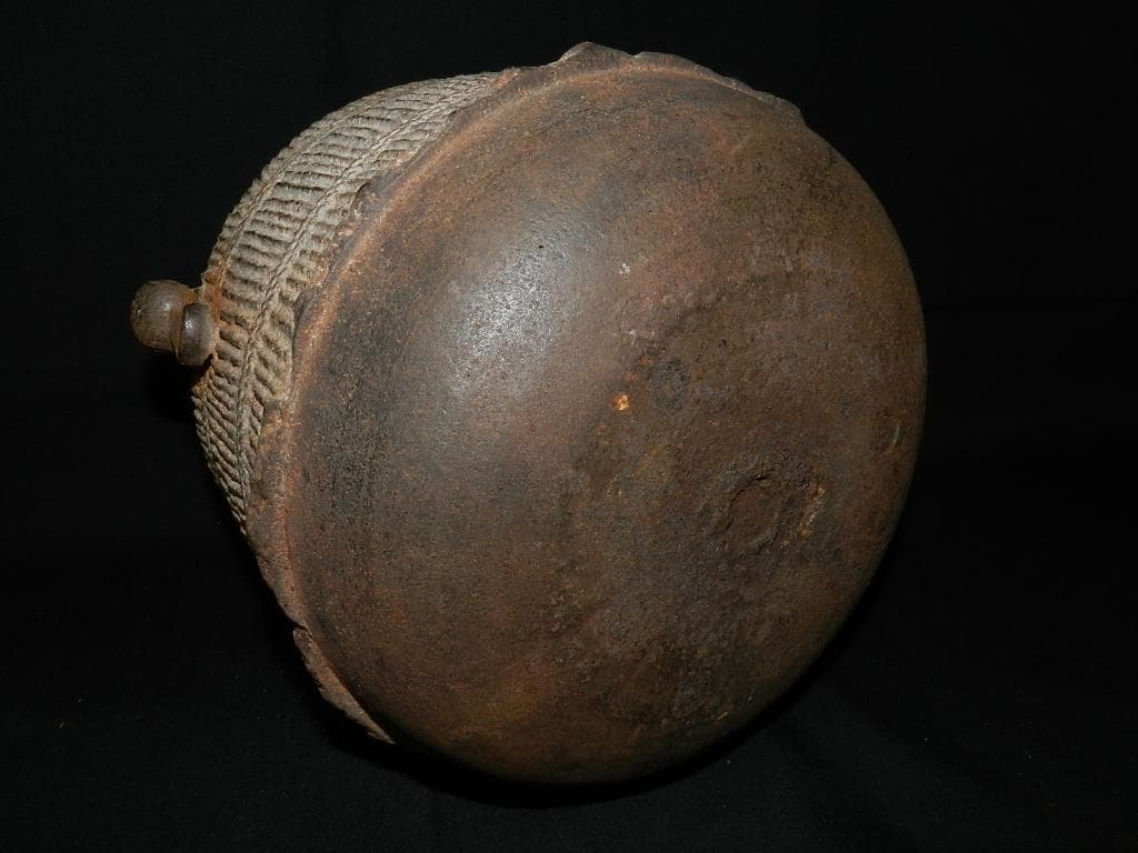 O18値下品 茶￼道具 江戸期 小槌環付き形 俵形白肌鐵地 亀摘み蓋