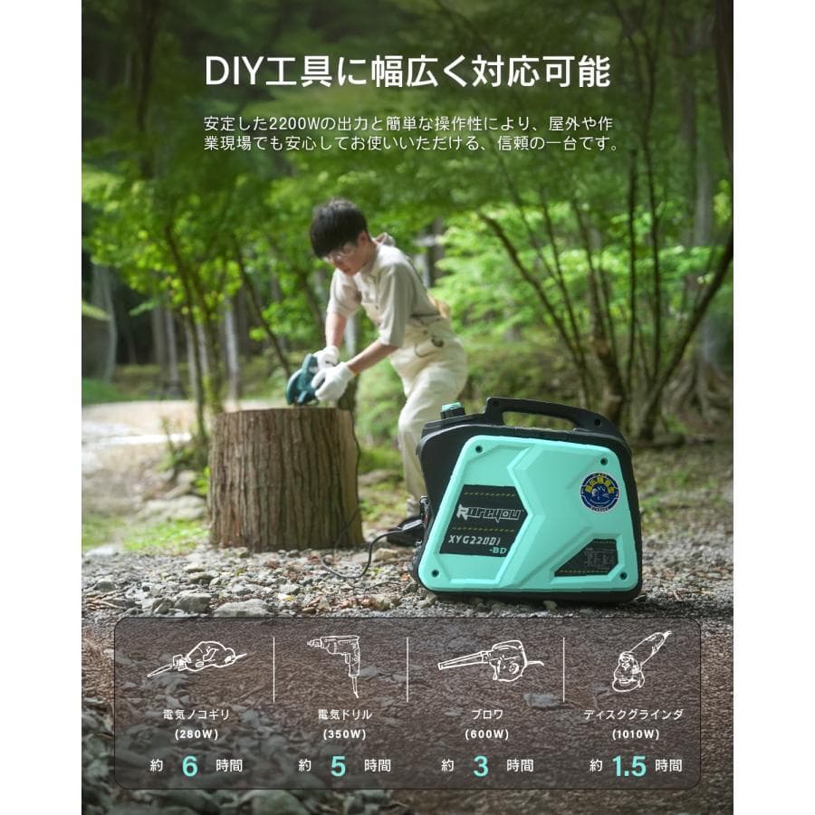 ガス・ガソリン両用発電機★インバーター発電機静音式 カセットボンベ発電機