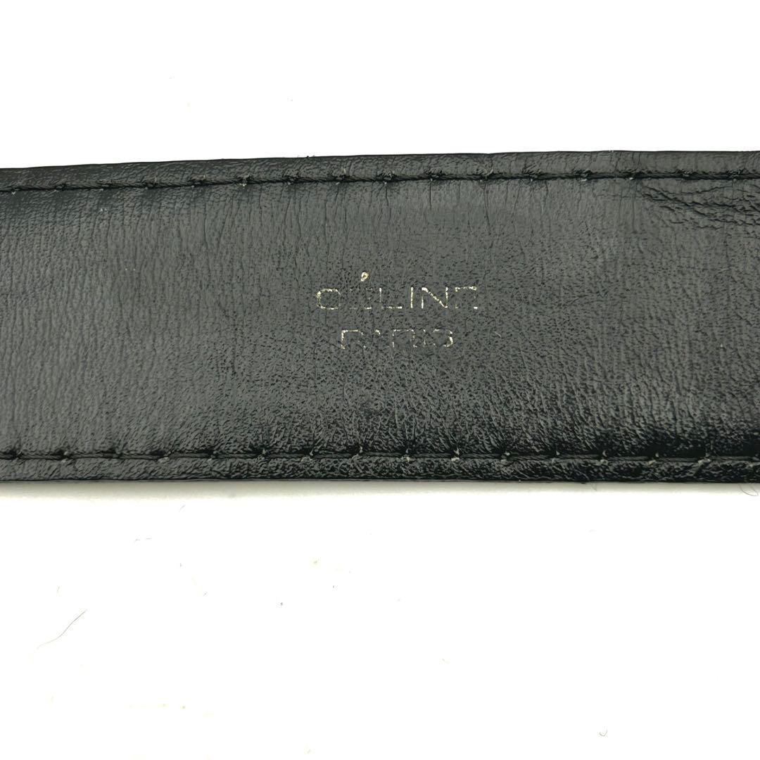 【美品】CELINE 馬車ロゴ バックル ベルト ブラック レザー レディース