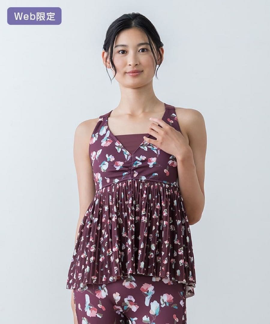 【SUKALA】 ローズプリントプリーツタンクトップ Sサイズ