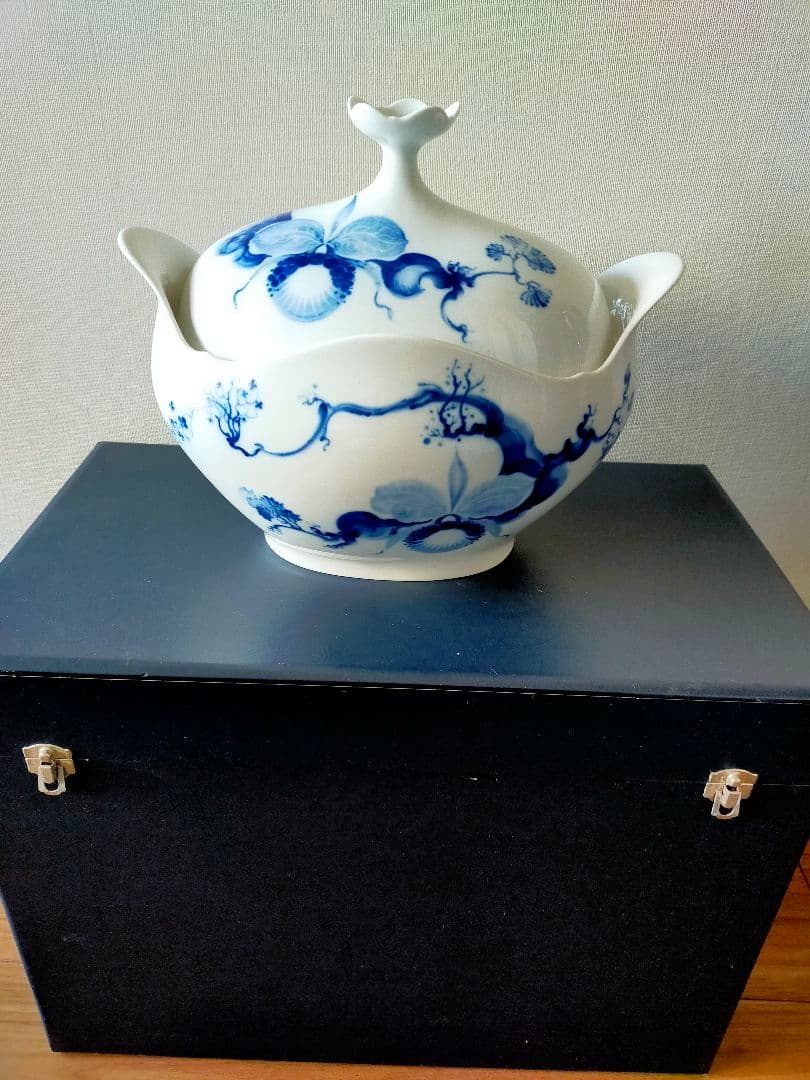 希少限定【Meissen】ブルーオーキッド スープチューリン（大）蓋付き