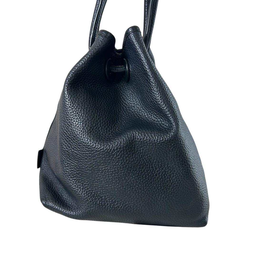 【美品】 VASIC bond 2way レザー ハンドバッグ 黒 シボ革