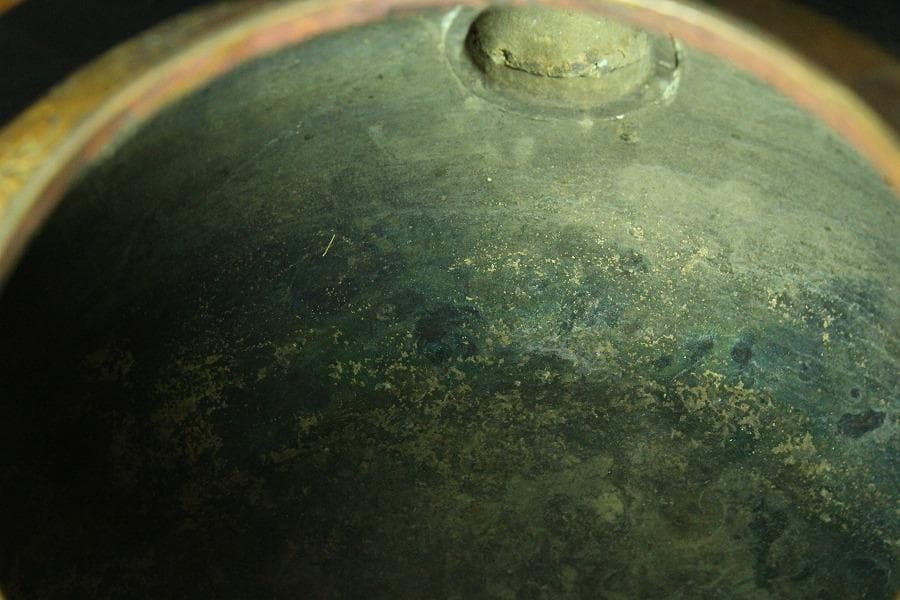 煎茶 銅 刻 梅紋 五郎三郎 在銘 銅瓶 時代物(K-LC756)