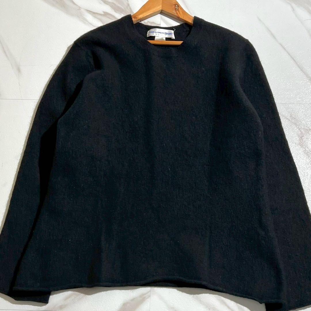 【美品✨希少】コムデギャルソン 縮絨ウール プルオーバーニット 黒 W24513