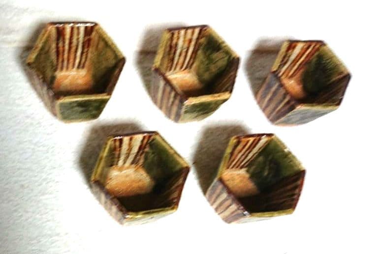 麦藁手向付け 蕎麦猪口 六角形5個セットT153