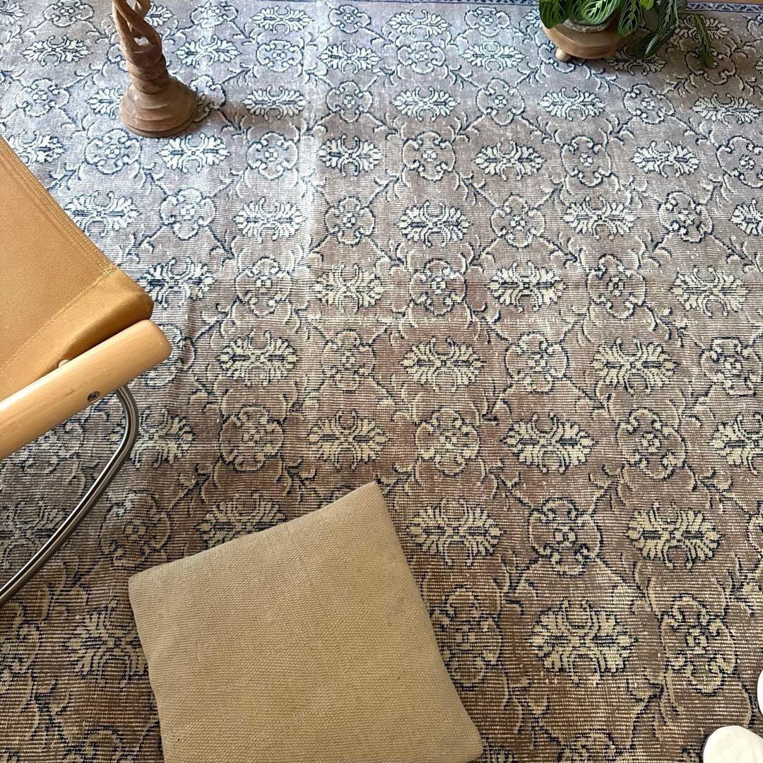 超大判162×282レアボタニカル紋章 グレージュ　トルコヴィンテージラグ