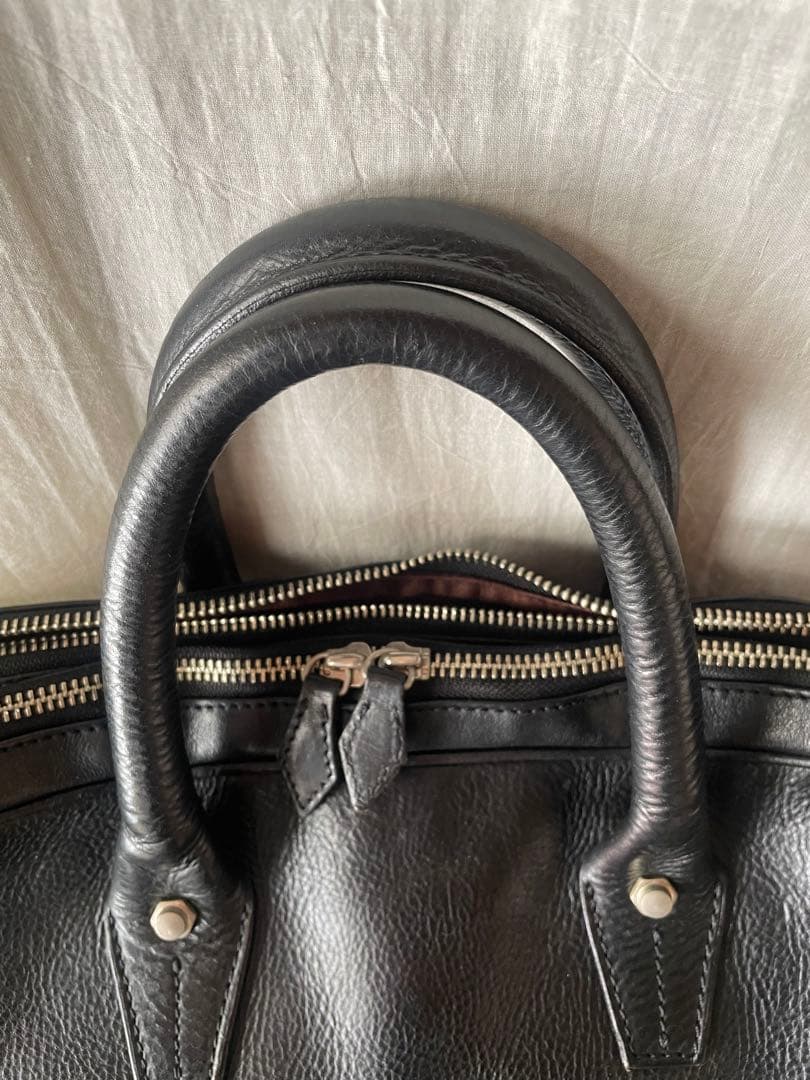 【3回使用】万双　シモーネＢＯＸ　ダブル天ファスナー　ブラック　ストラップ有り