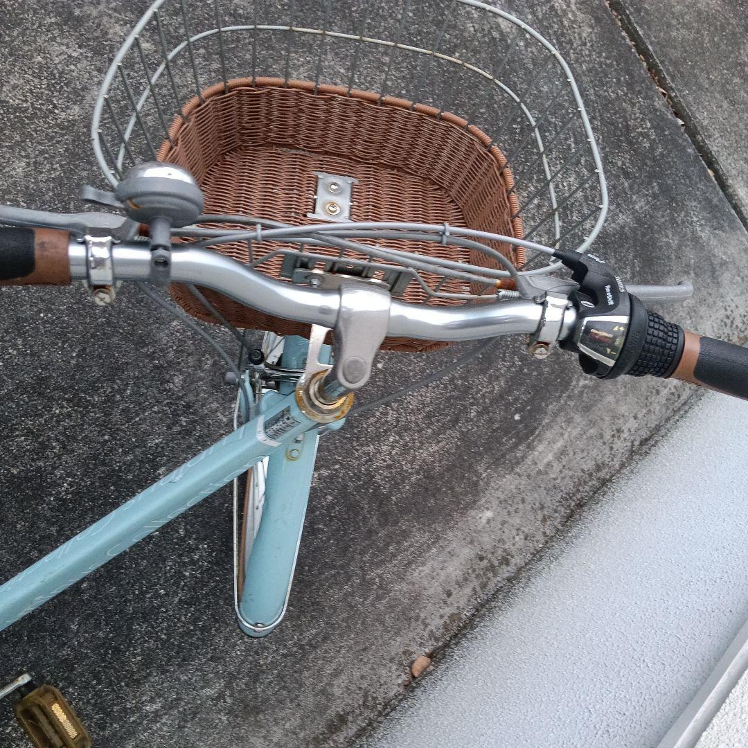 子供用自転車 水色 ブラウンバスケット付き