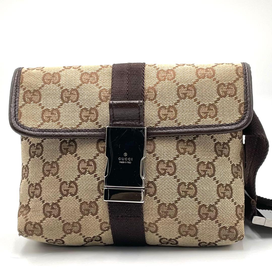 美品✨GUCCI グッチ GGキャンバス ウエストポーチボディバッグ
