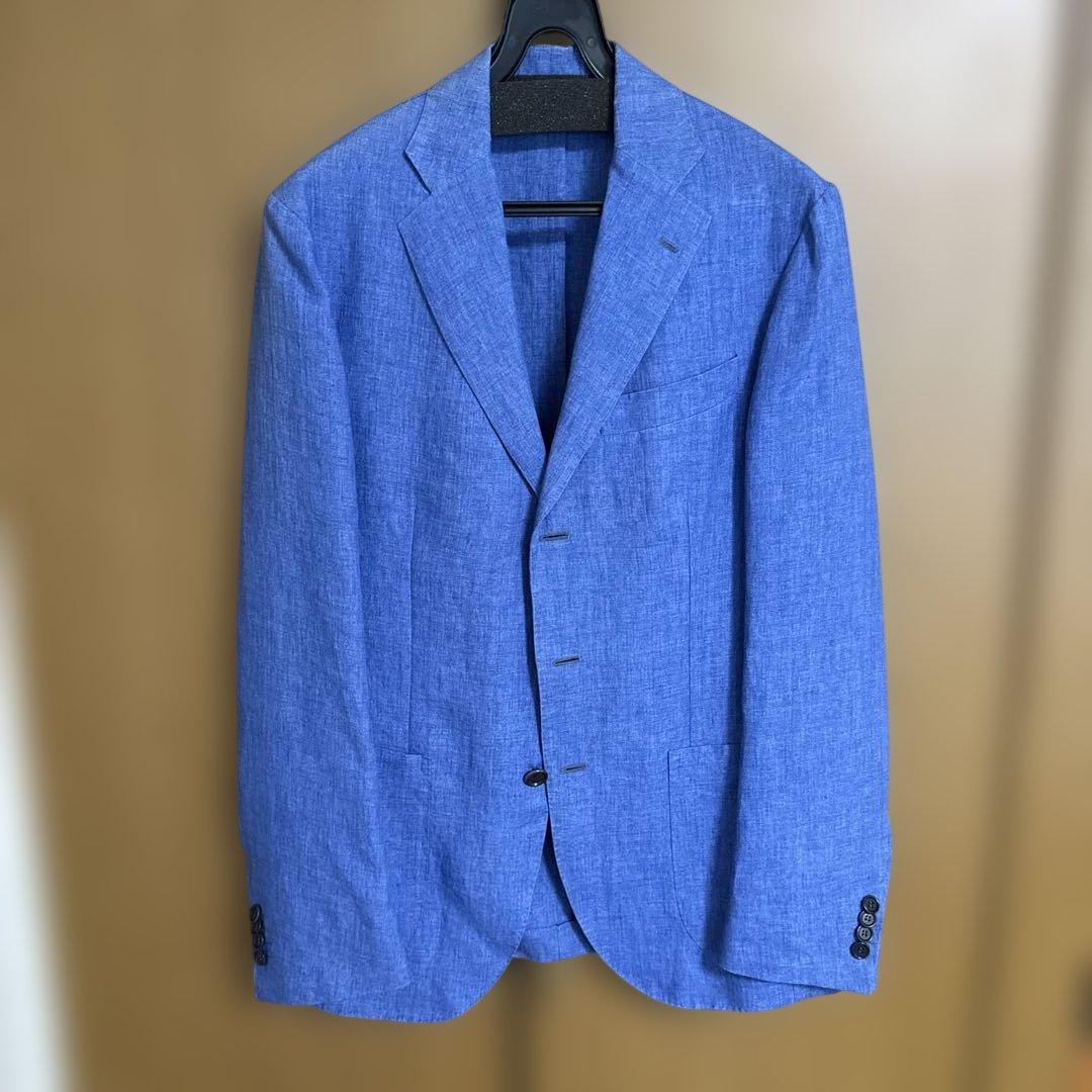 デペトリロ　ブルー　リネン　ジャケット　48 夏用