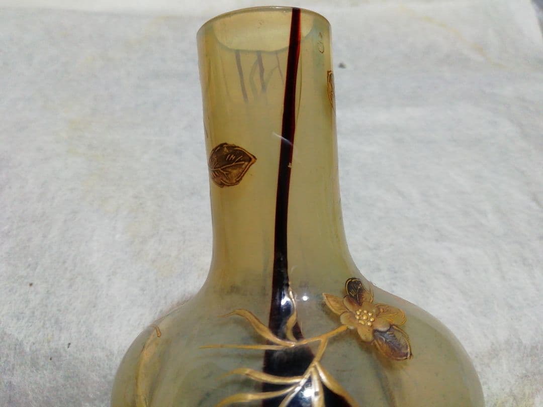 ♪時代ガラス一輪挿し キズ 高蒔絵