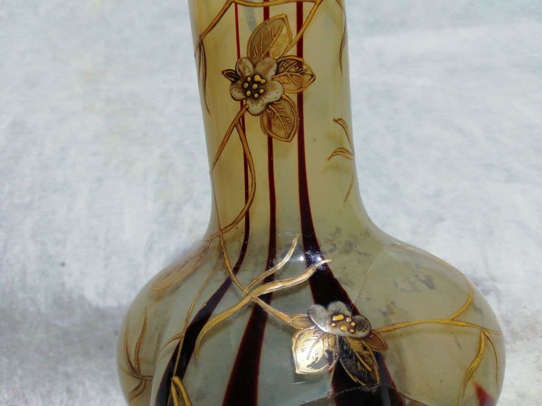 ♪時代ガラス一輪挿し キズ 高蒔絵