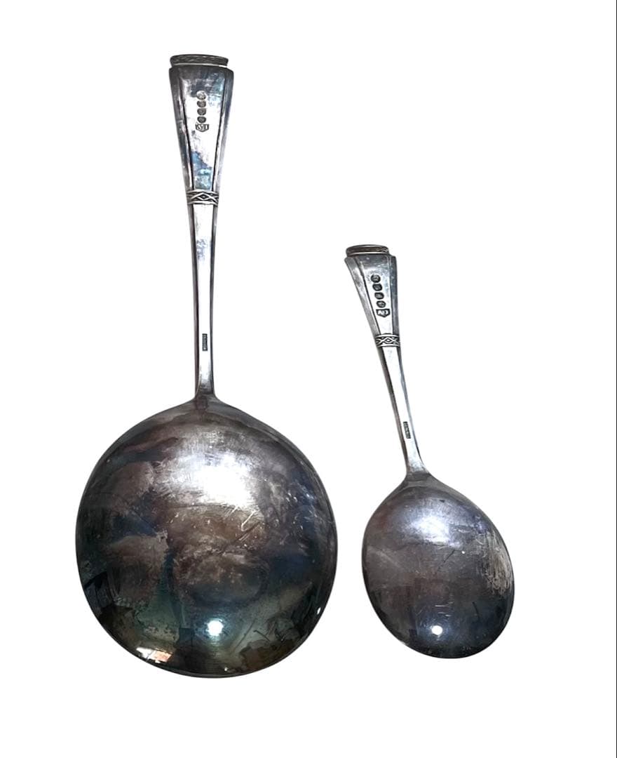 英国銀製品☆カトラリーセット スプーン6本＋サーバースプーン ホールマーク入