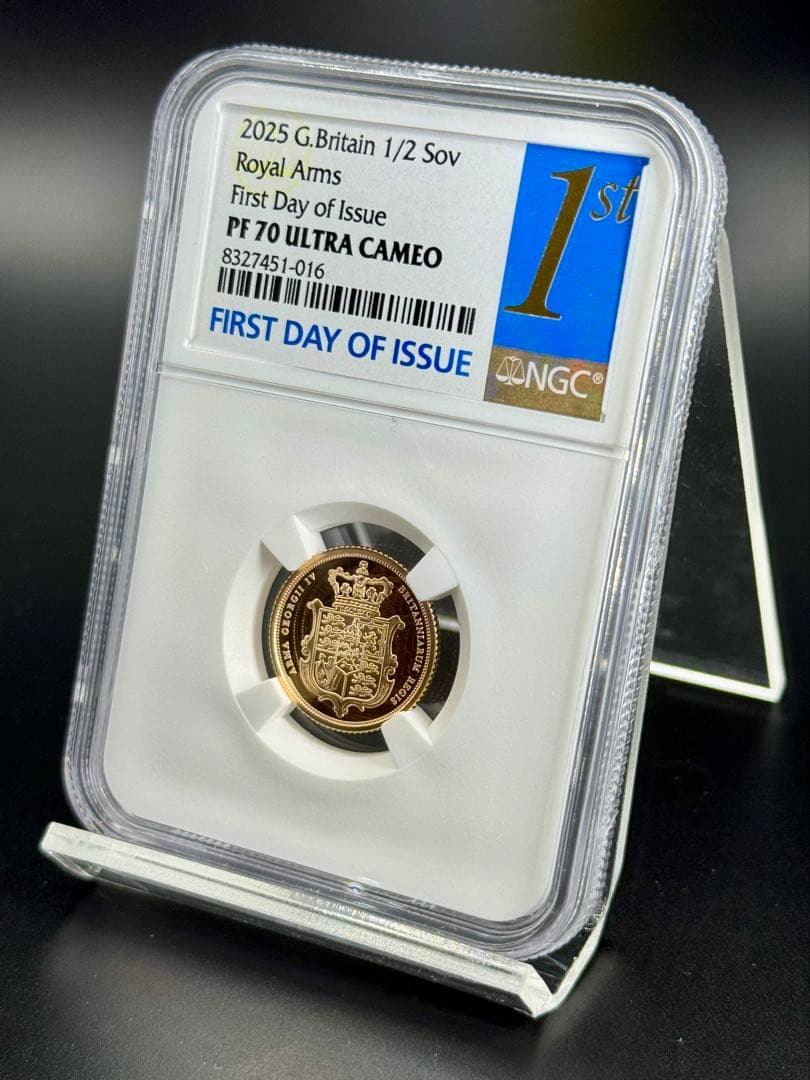 2025 チャールズ3世 ロイヤルアームズ 1/2ソブリンPF70UC FODI