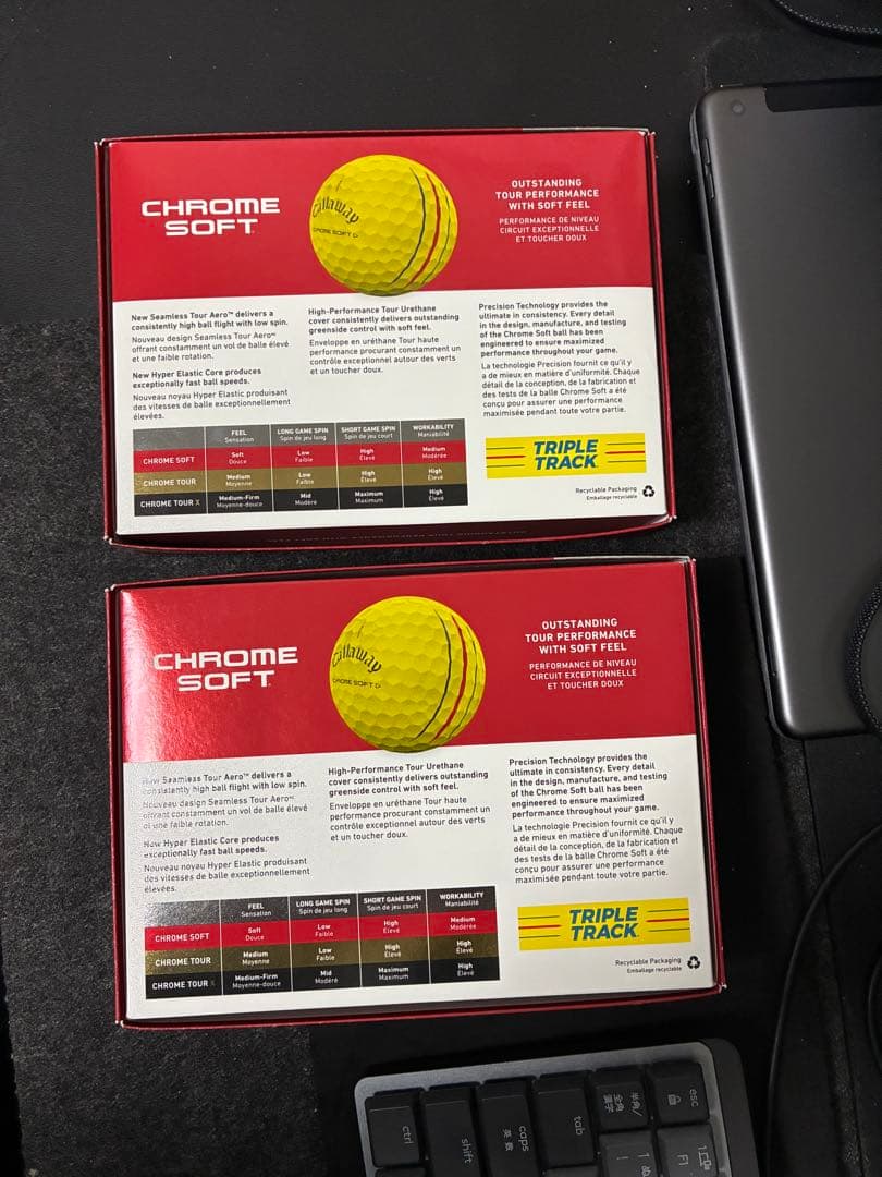 ラウンド用品・アクセサリー callaway chrome soft yellow triple track