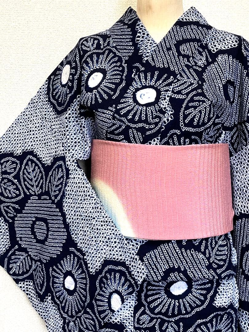 有松鳴海絞り　浴衣　一色　（214）