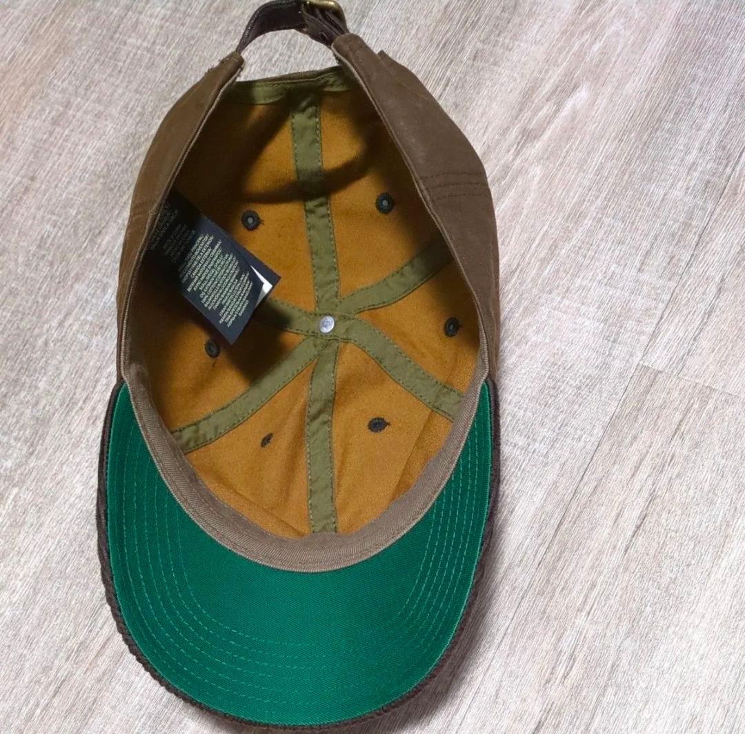 RRL ダブルアールエル コーデュロイオイルドキャップ ブラウン ロゴ刺繍