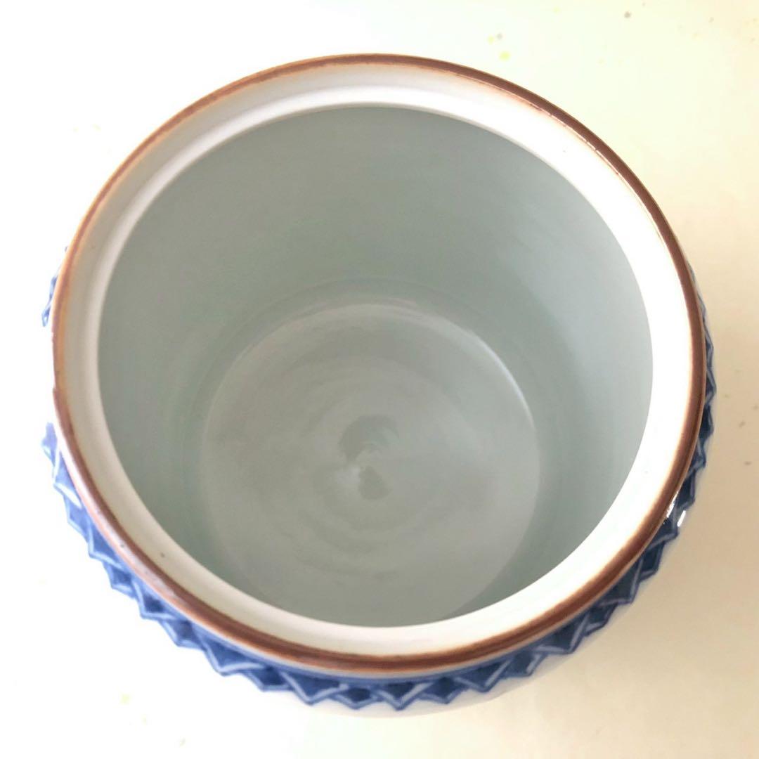 高野昭阿弥造/青華祥端写水指 染付 草花 梅 蝶々 京焼 茶道具 水差